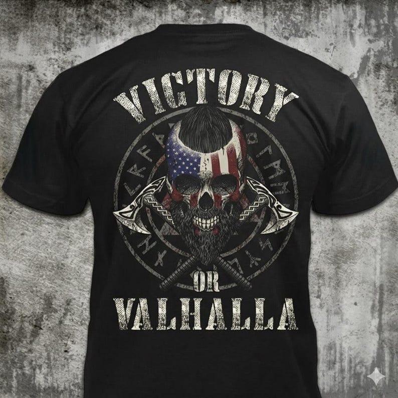 American Flag Viking Skull T-Shirt