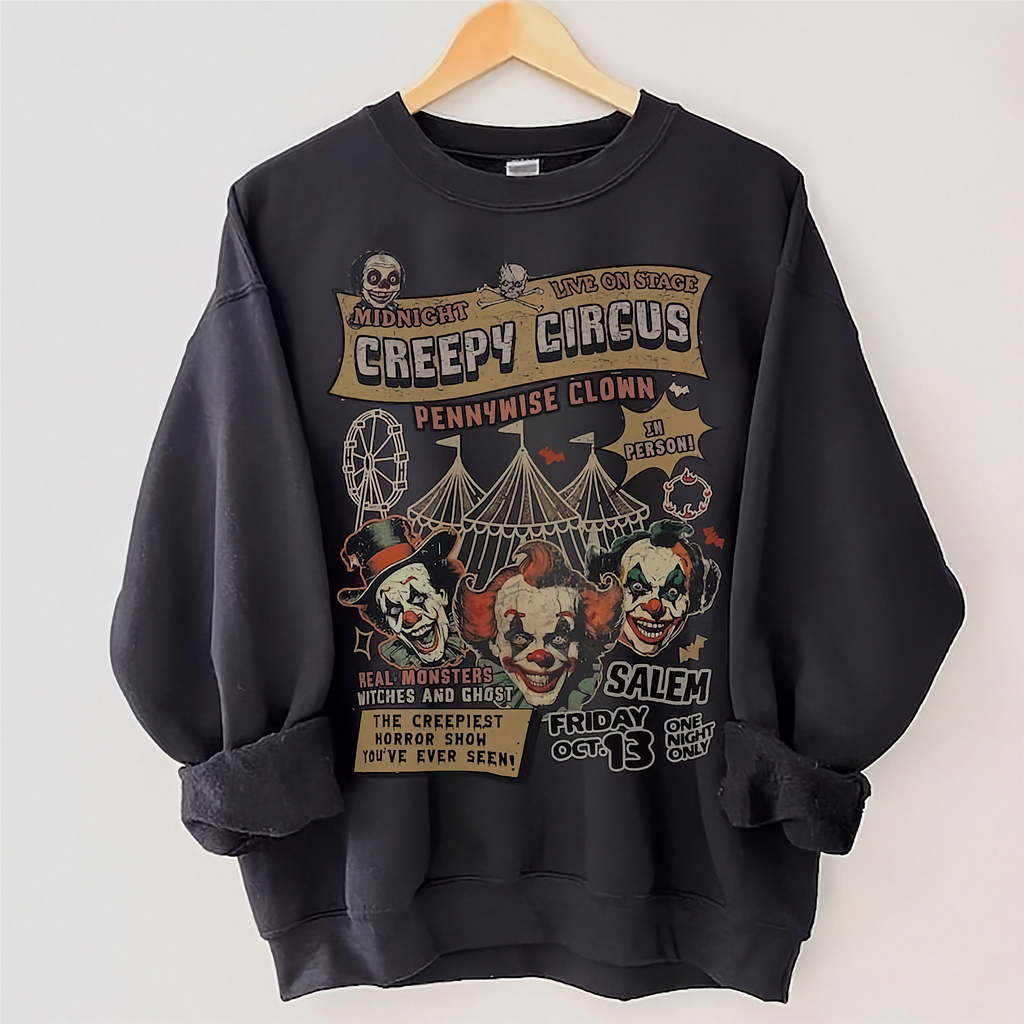 Creepy Circus Clown Halloween Crewneck Sweatshirt
