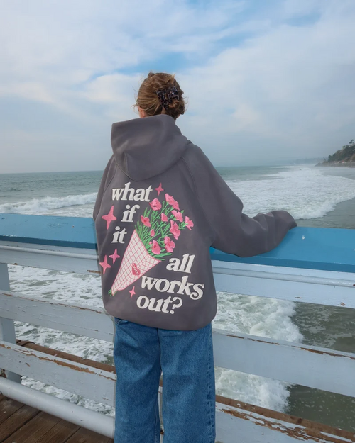 "What If" Oversized Lux Hoodie in Dark Gray