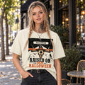 Women's Oversized Cotton Fit 90s Raised Autumn Graphic T-Shirt - Vintage Western Bull Skull With Witch Hat Top