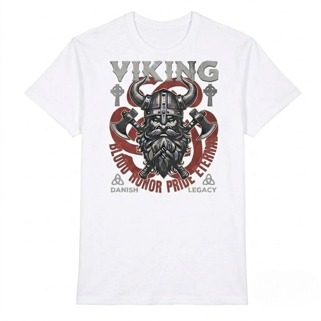 Viking Warrior T Shirt Norse Mythology Graphic Tee Vintage Crossed Axes Pagan Horned Helmet Cotton Shirt Gift For Men