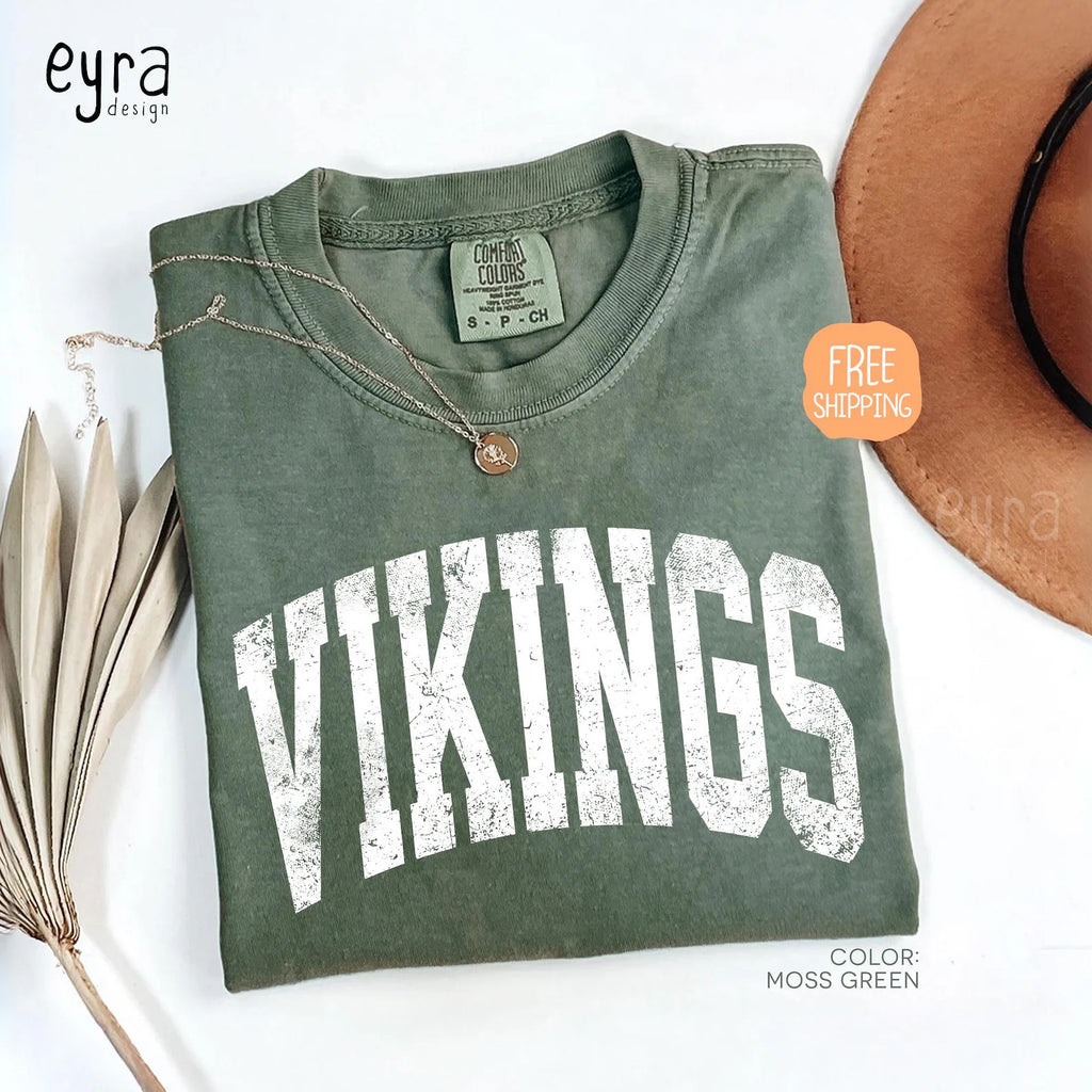 Vikings Mascot T-shirt Comfort Colors® Game Day Shirt, Vikings Spirit Tee, Vintage Vikings T-shirt, Football Shirts, School Mascot Shirt