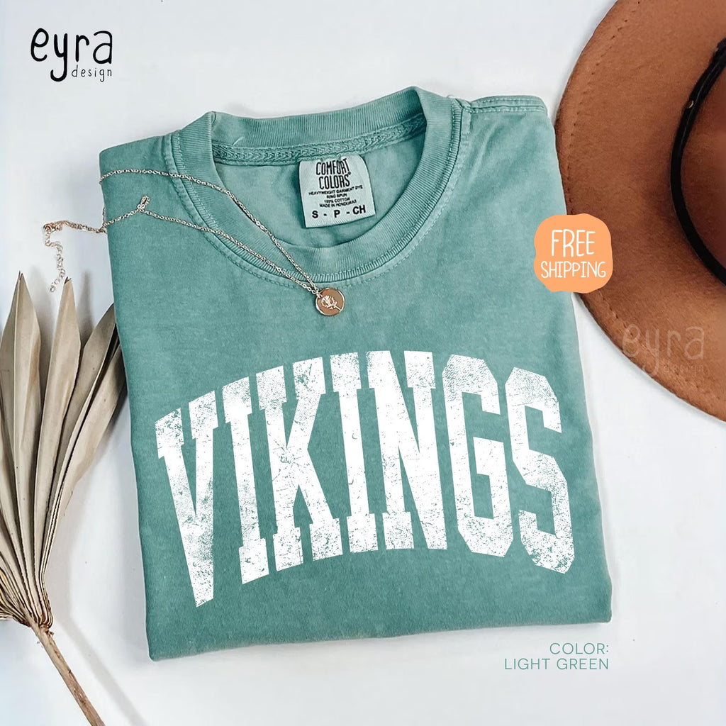 Vikings Mascot T-shirt Comfort Colors® Game Day Shirt, Vikings Spirit Tee, Vintage Vikings T-shirt, Football Shirts, School Mascot Shirt