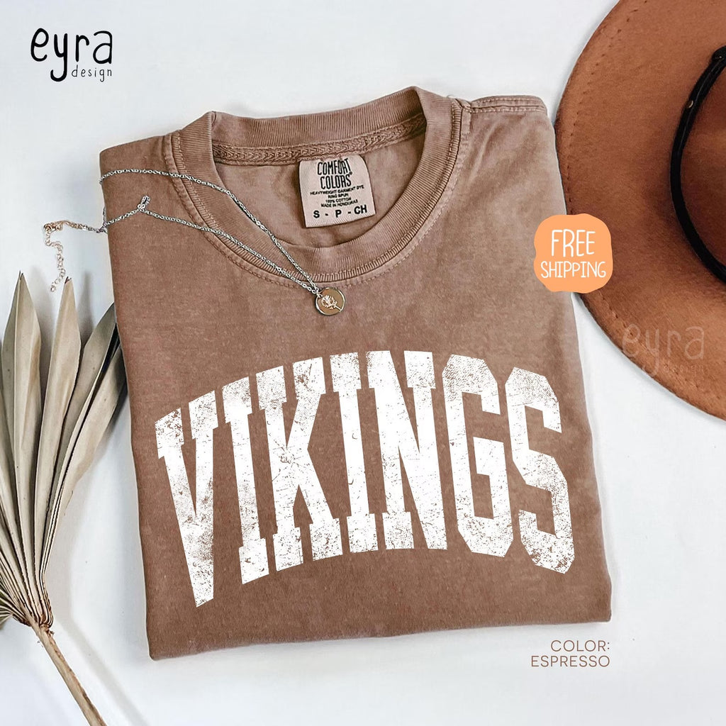 Vikings Mascot T-shirt Comfort Colors® Game Day Shirt, Vikings Spirit Tee, Vintage Vikings T-shirt, Football Shirts, School Mascot Shirt