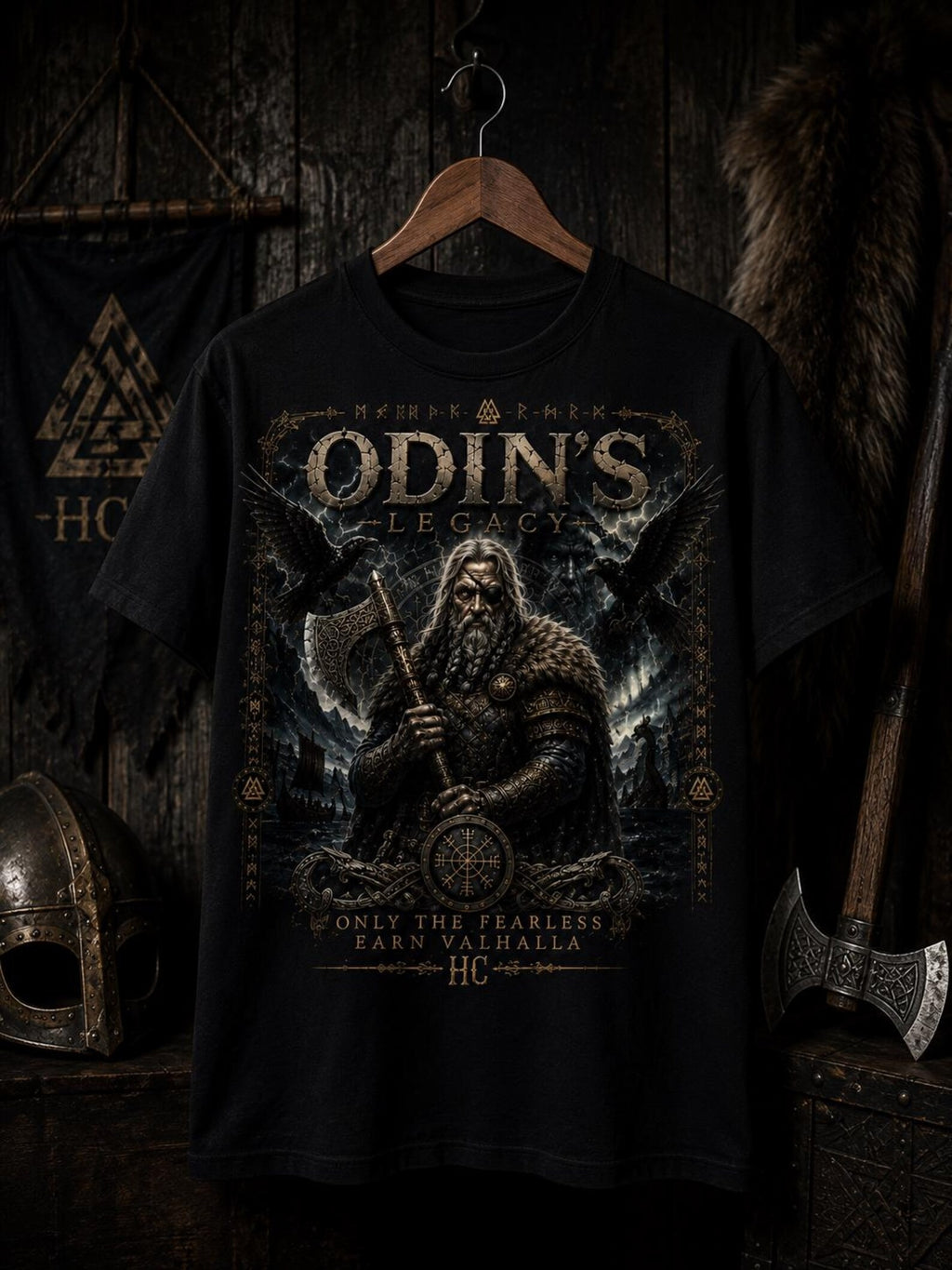 Odin Norse Mythology Shirt | Viking Raven Graphic Tee, Garment Dyed Heavyweight