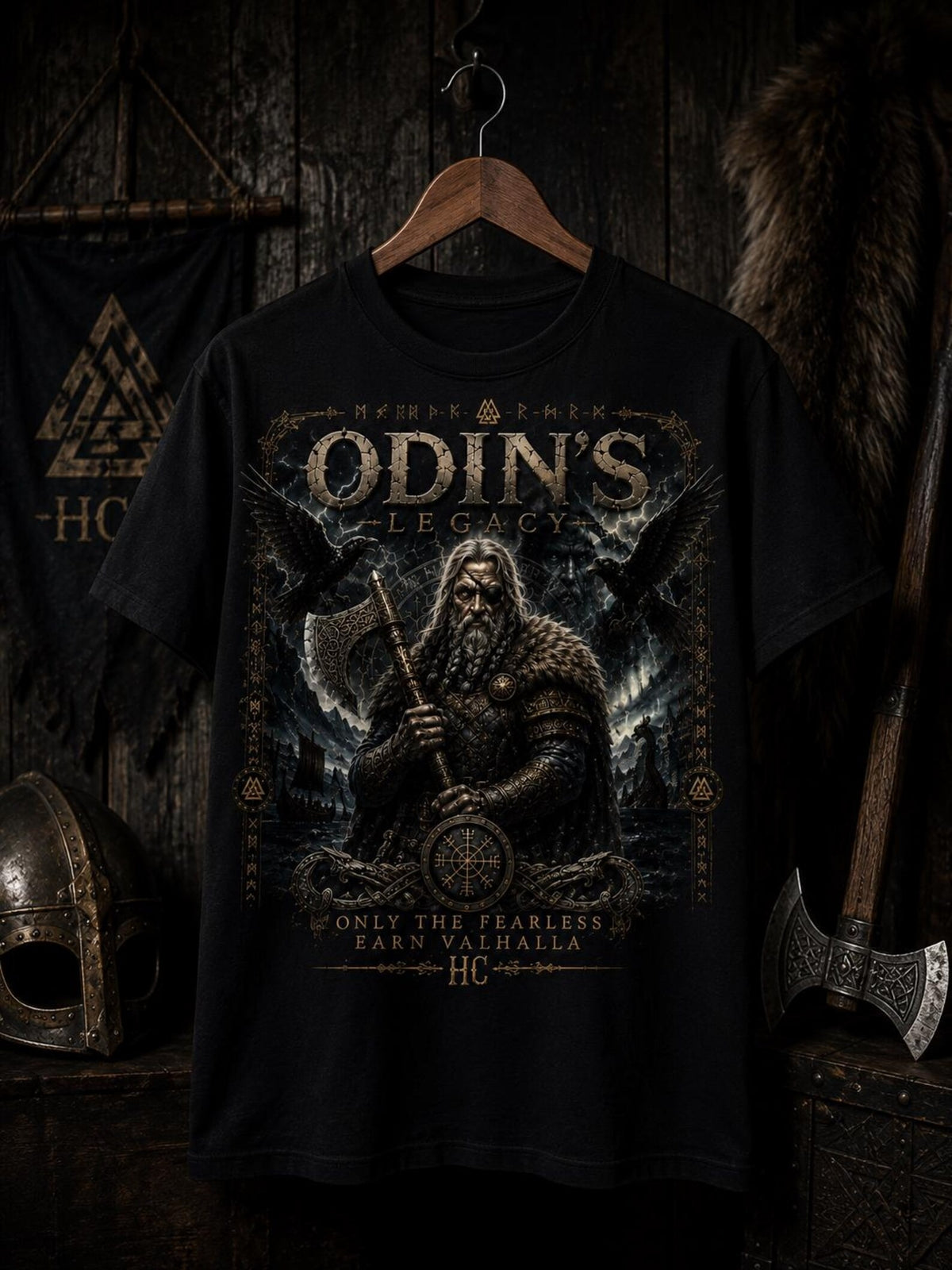 Odin Norse Mythology Shirt | Viking Raven Graphic Tee, Garment Dyed Heavyweight