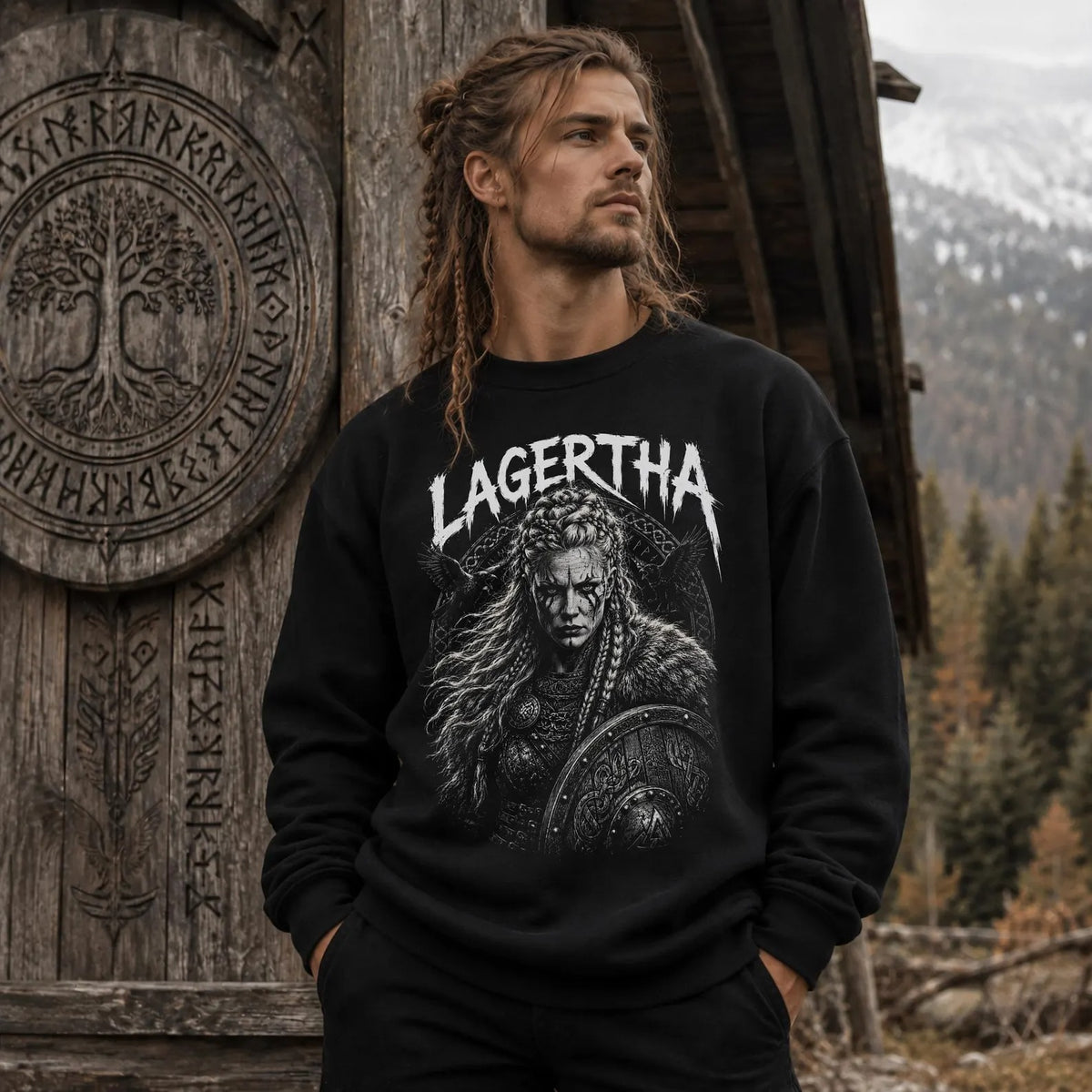 Lagertha Sweatshirt: Viking Shieldmaiden Crewneck | Norse Mythology Warrior Woman Sweater